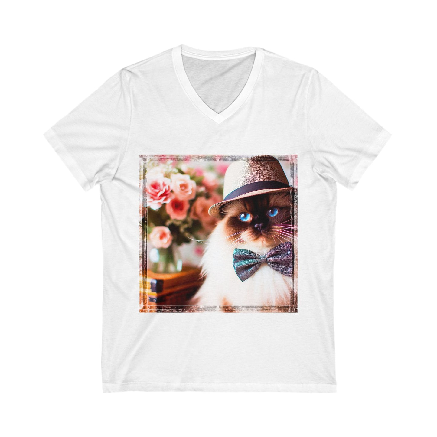 Ragdoll Cat Unisex bow tie  V-Neck Tee