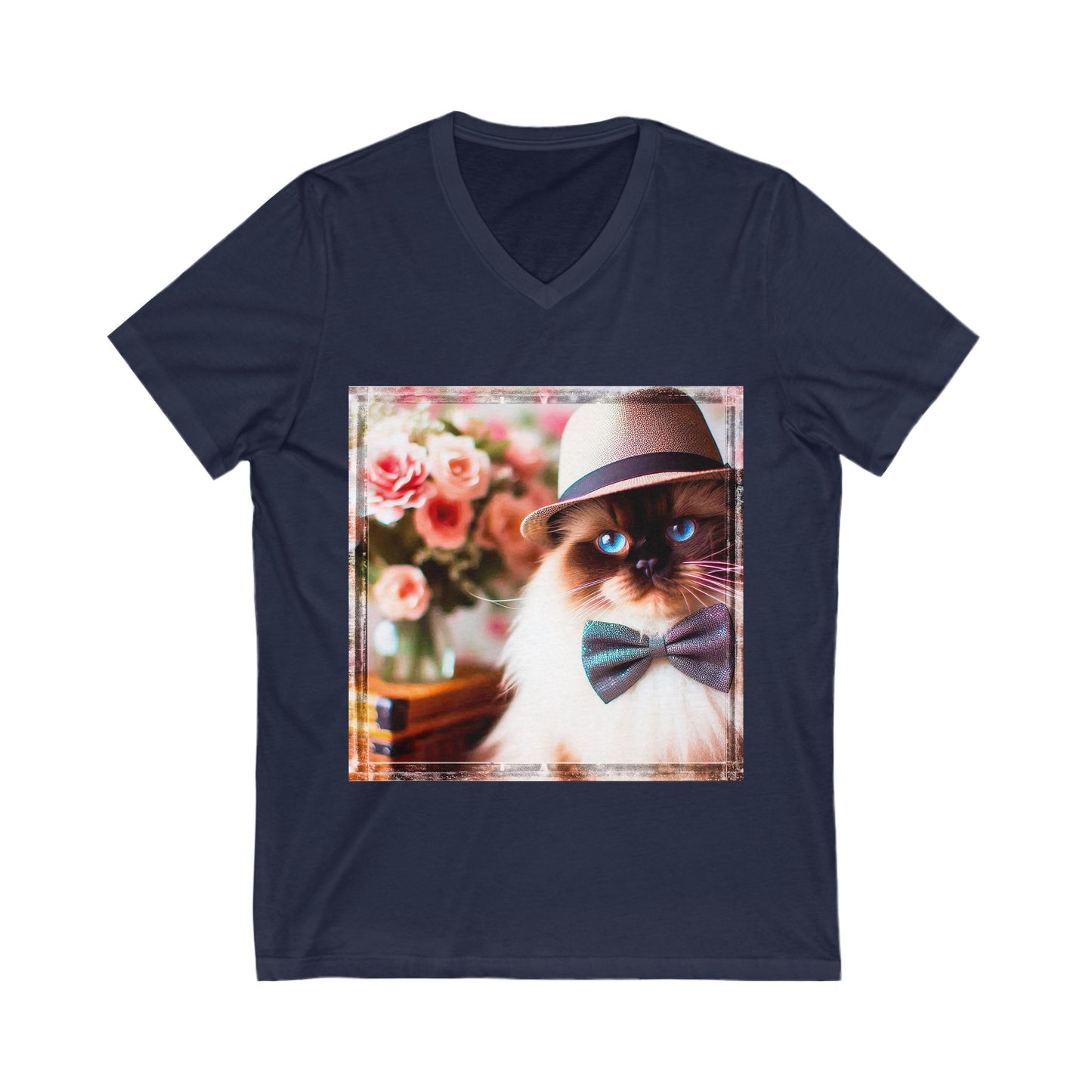 Ragdoll Cat Unisex bow tie  V-Neck Tee