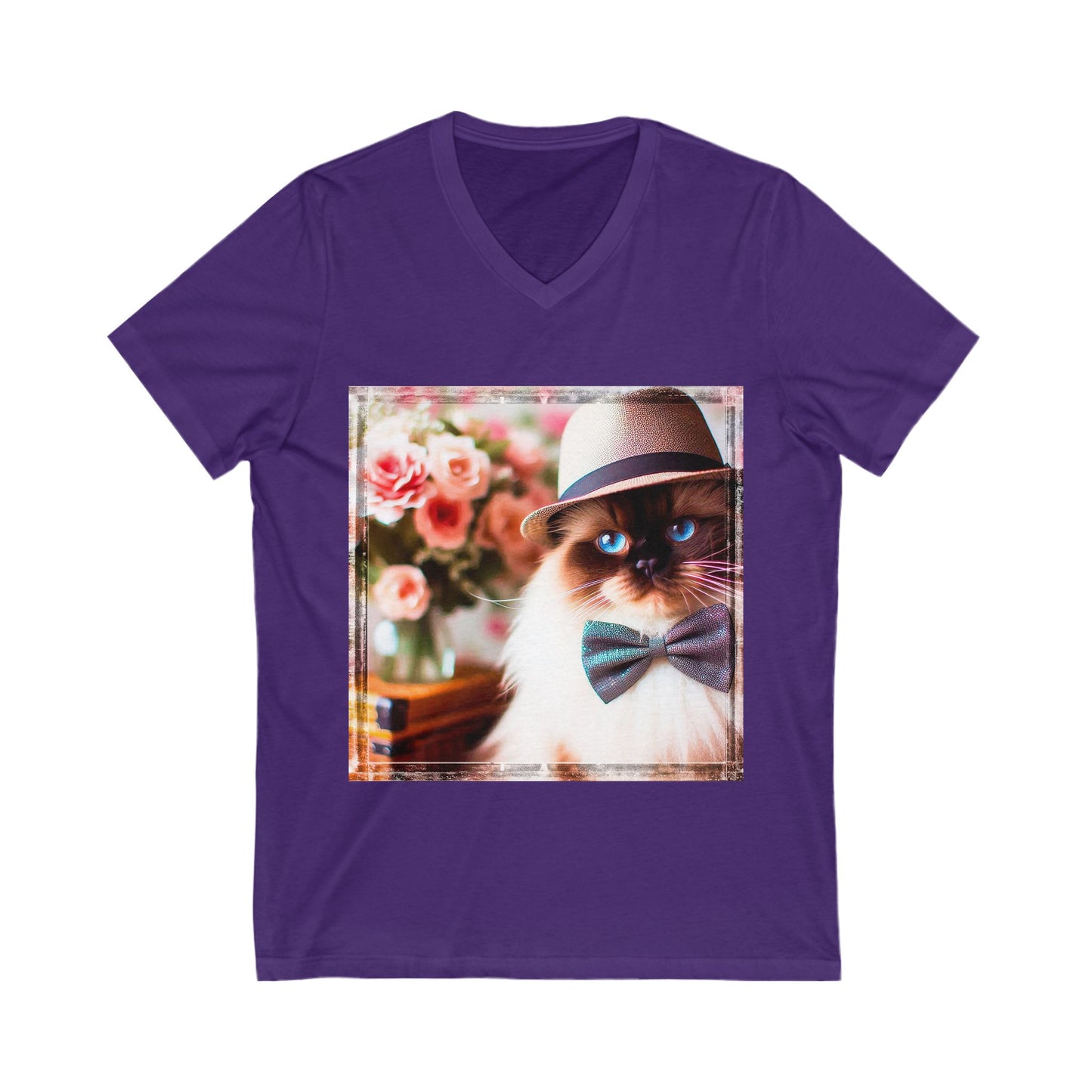 Ragdoll Cat Unisex bow tie  V-Neck Tee