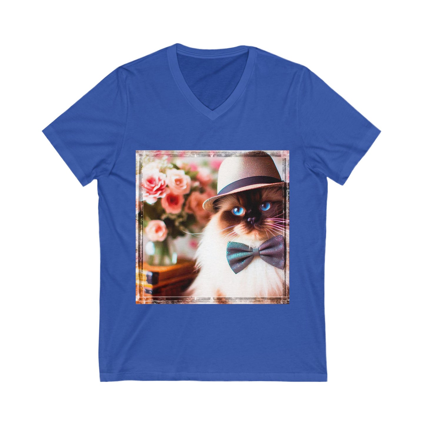 Ragdoll Cat Unisex bow tie  V-Neck Tee