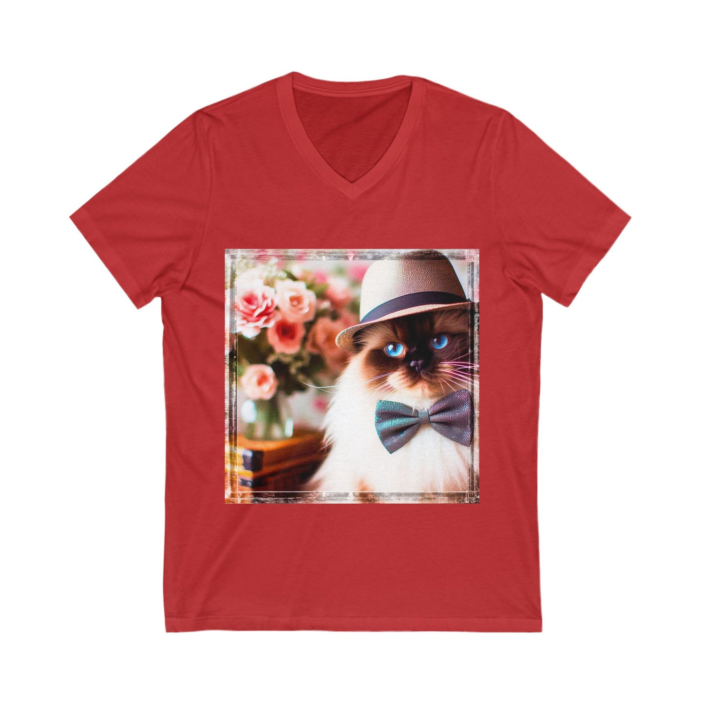 Ragdoll Cat Unisex bow tie  V-Neck Tee