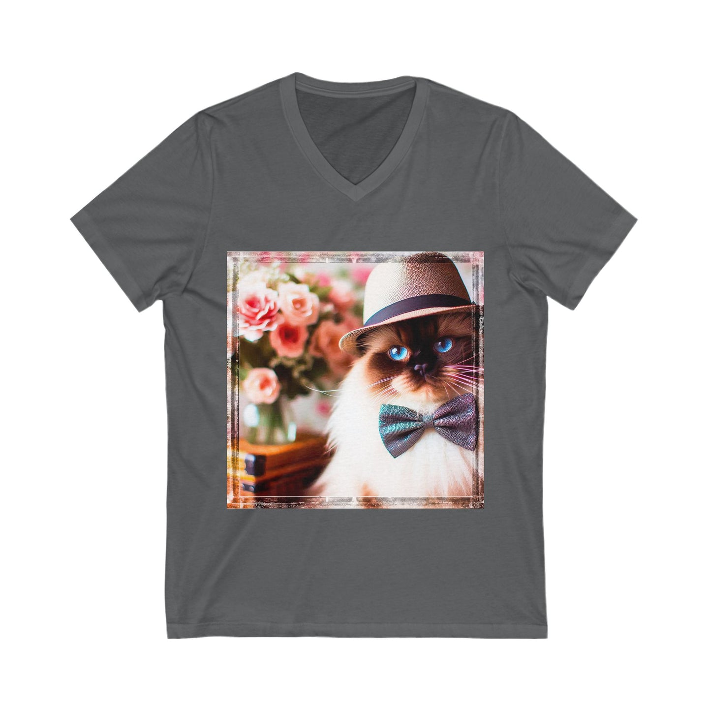 Ragdoll Cat Unisex bow tie  V-Neck Tee