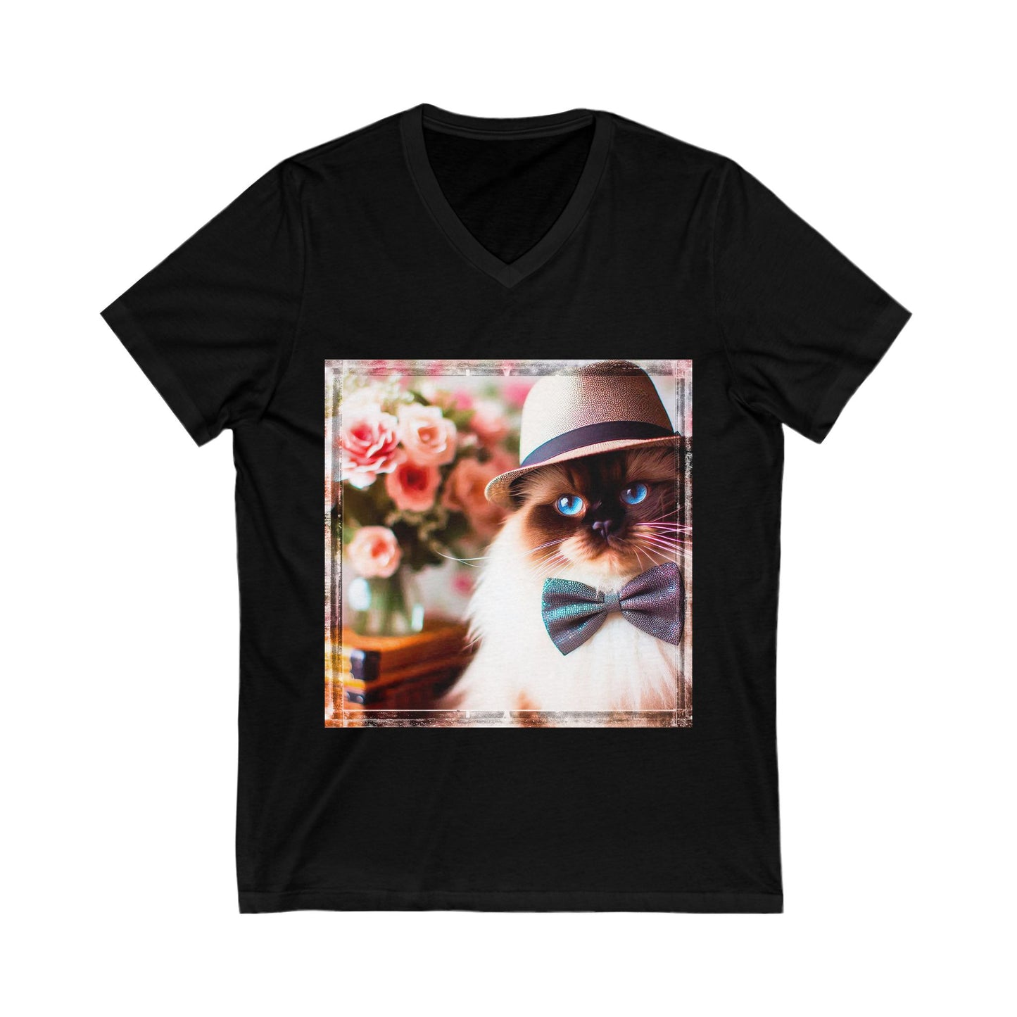 Ragdoll Cat Unisex bow tie  V-Neck Tee