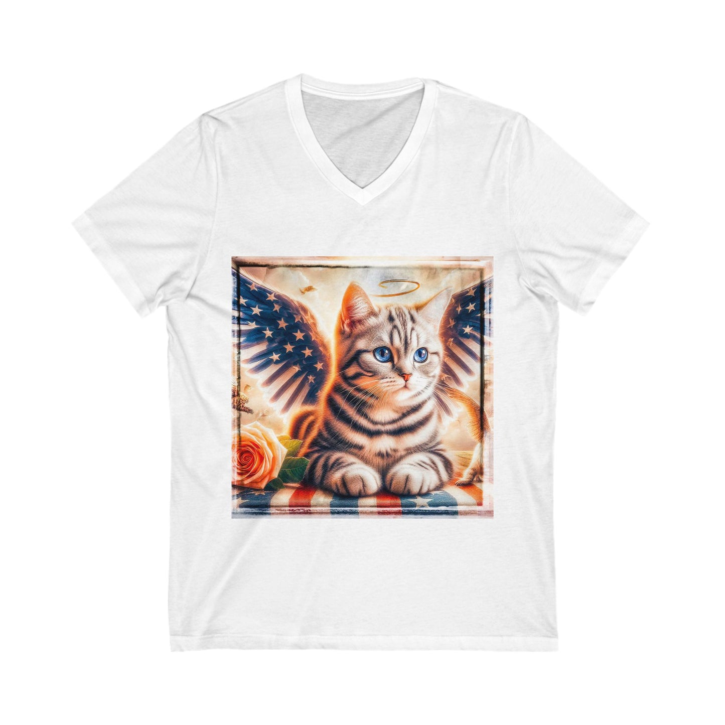 American Shorthair heavenly Angel Jersey Short Sleeve V-Neck Tee