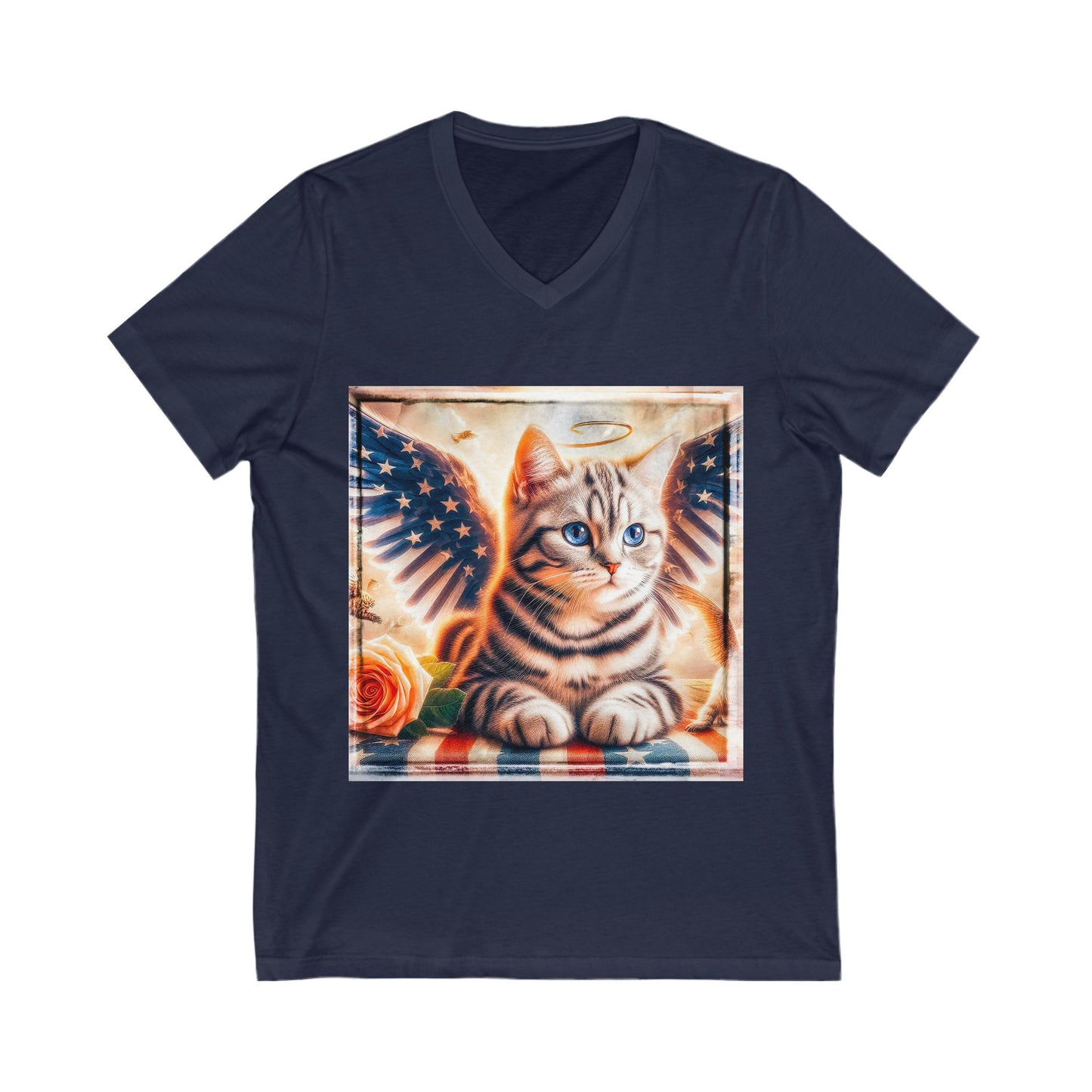American Shorthair heavenly Angel Jersey Short Sleeve V-Neck Tee