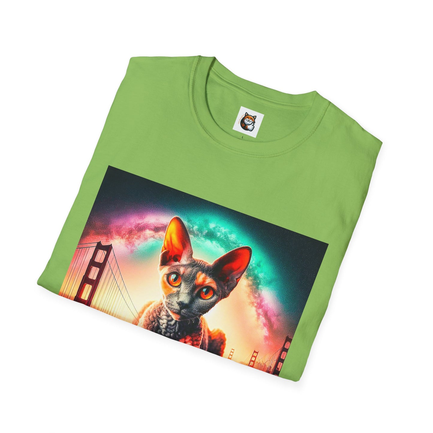 Devon Rex rainbow  Unisex Softstyle T-Shirt
