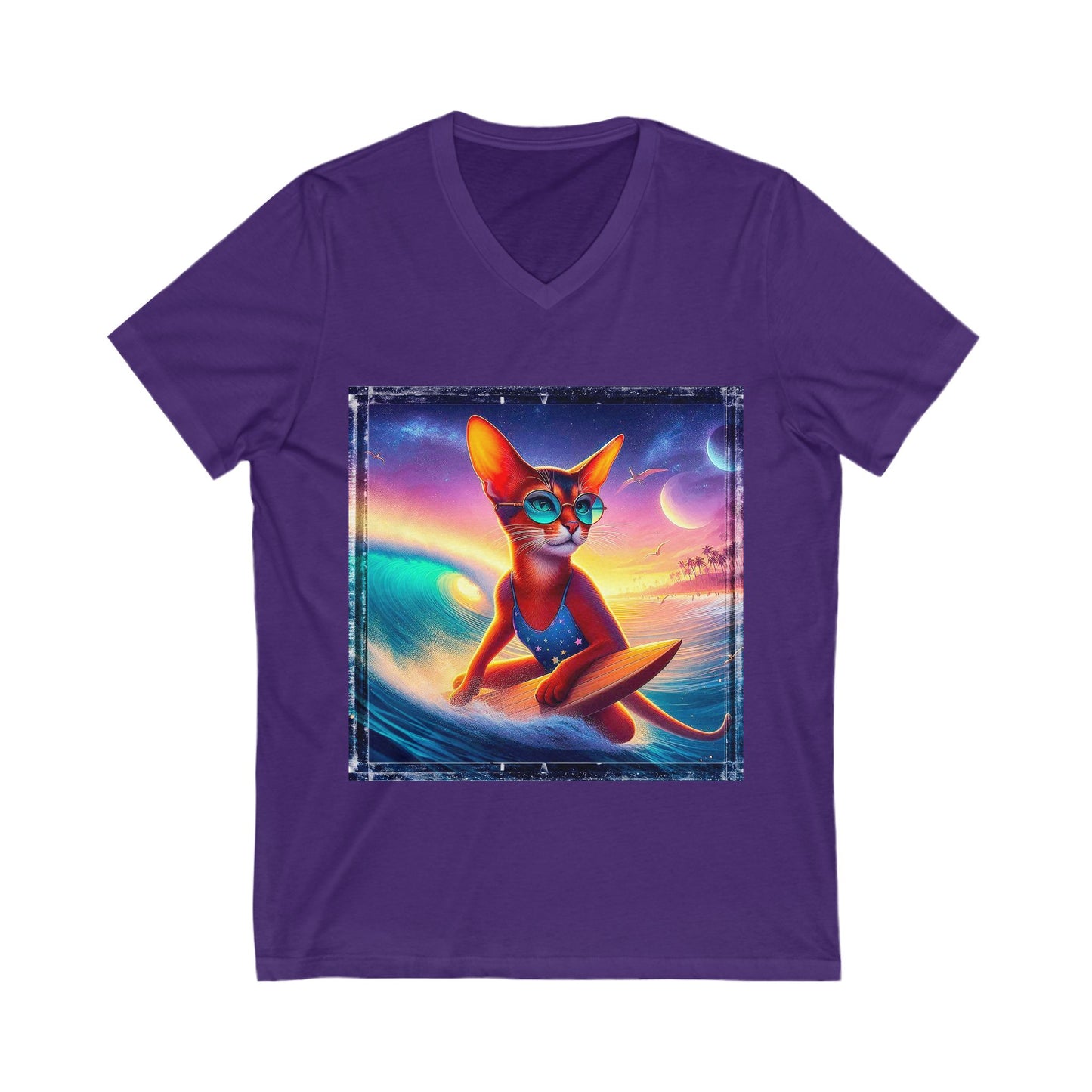 Abyssinian crashing waves Jersey Short Sleeve V-Neck Tee