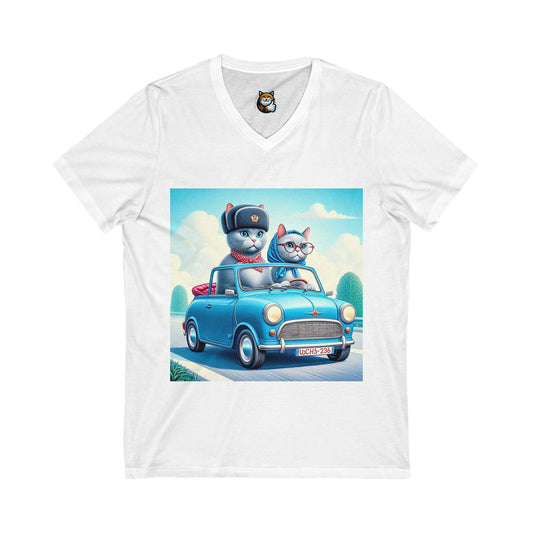 Wacky Russian Blue Cat couple driving  Tee