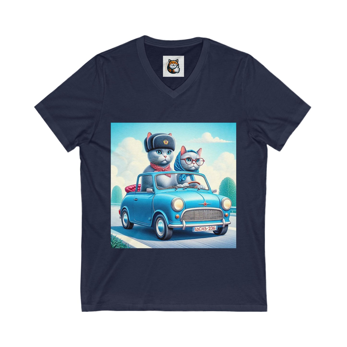 Wacky Russian Blue Cat couple driving  Tee