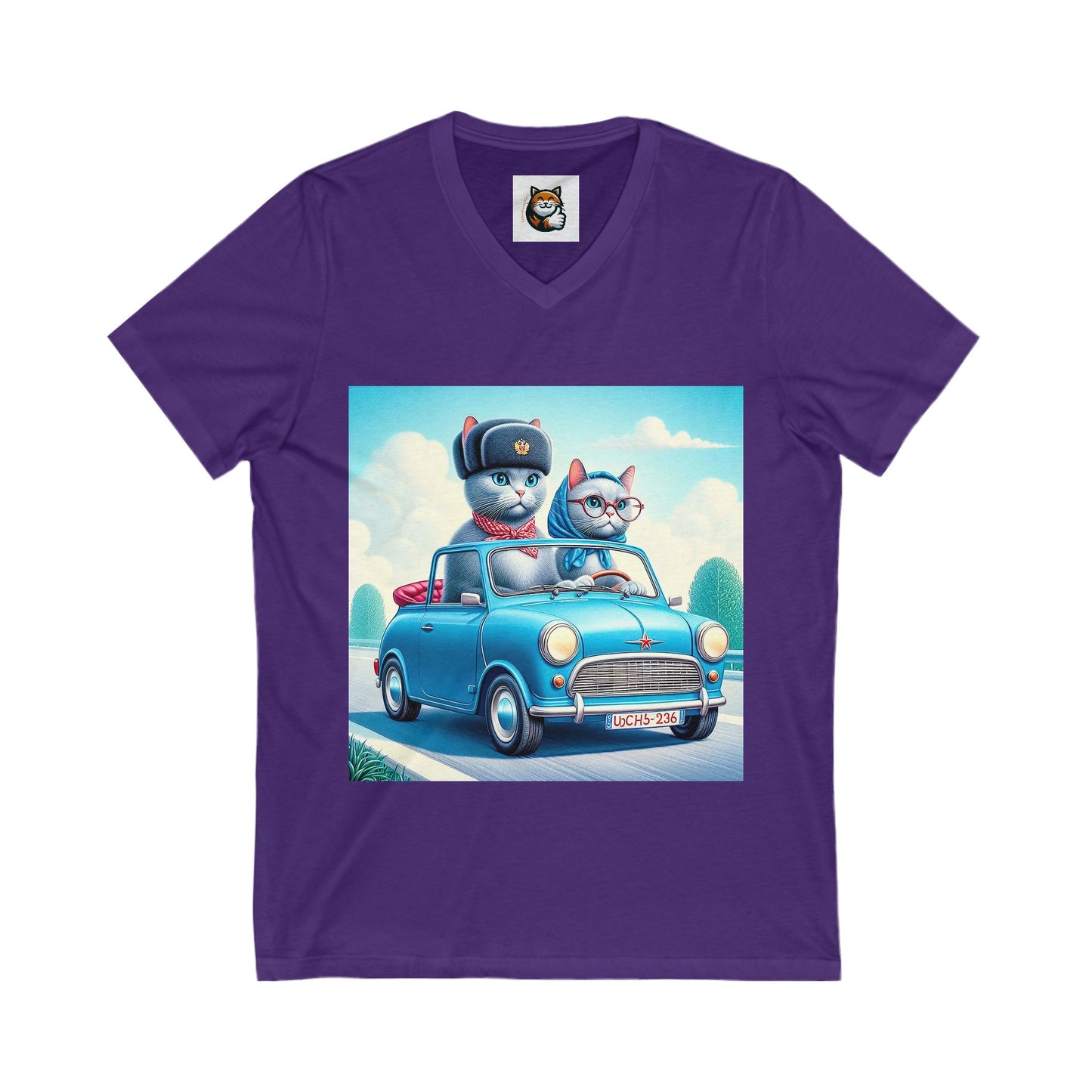 Wacky Russian Blue Cat couple driving  Tee