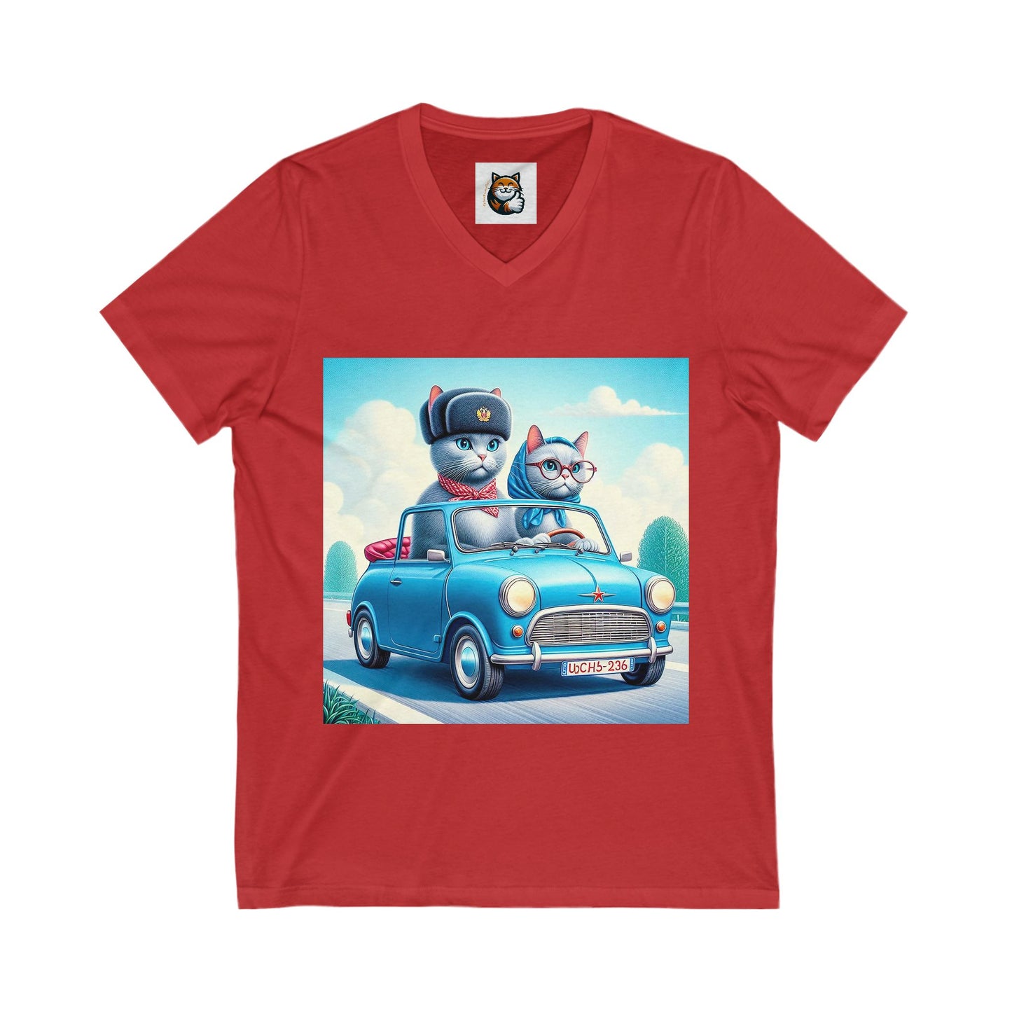Wacky Russian Blue Cat couple driving  Tee
