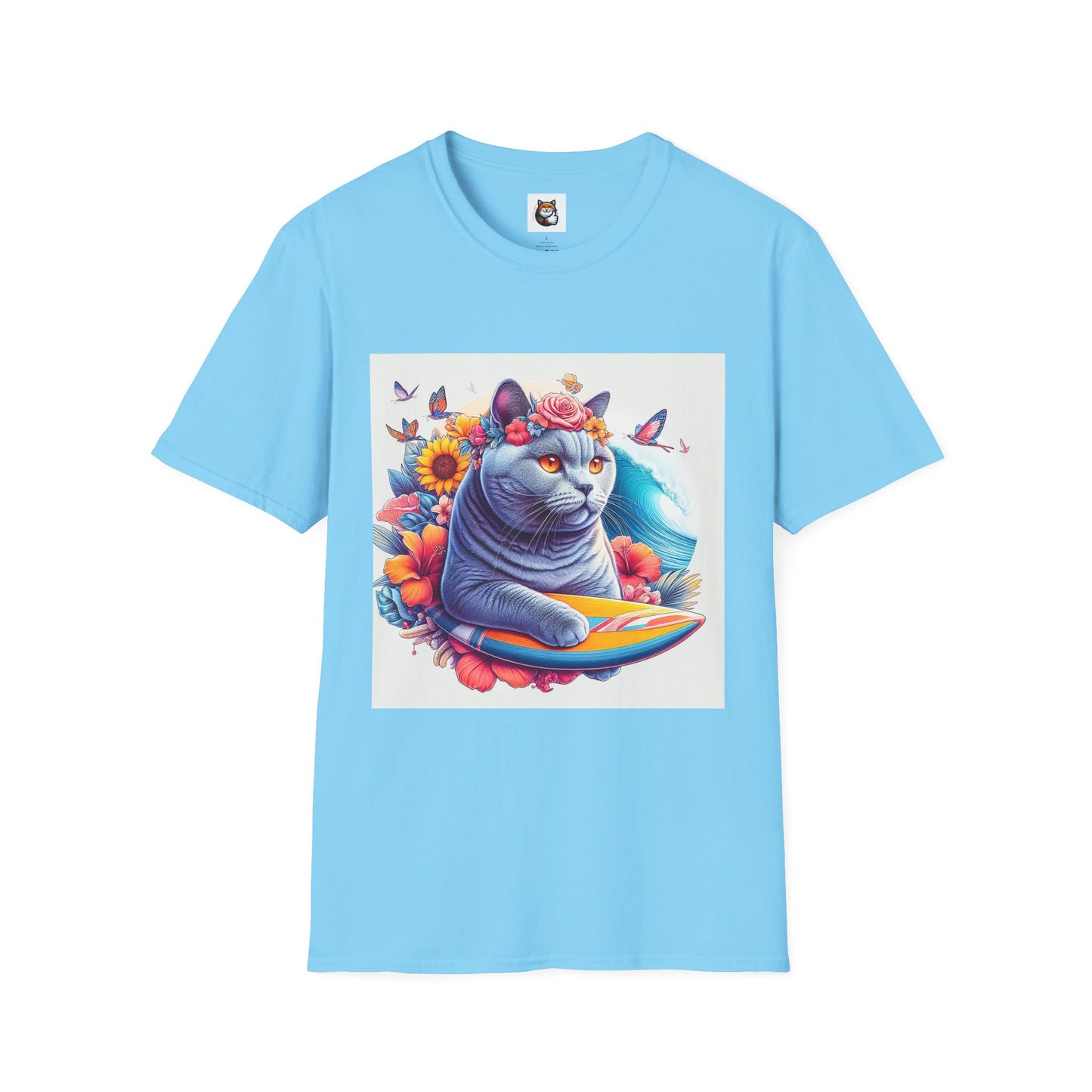 British Shorthair surf board Softstyle T-Shirt