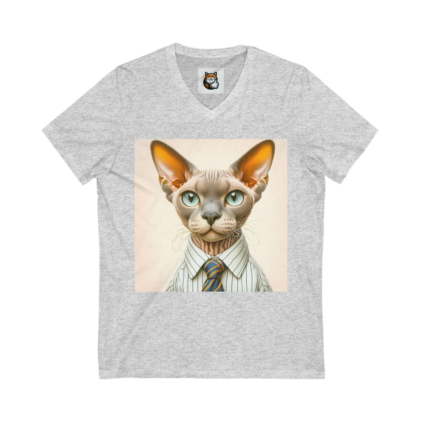 Devon Rex Cat Unisex Jersey Short Sleeve V-Neck Tee