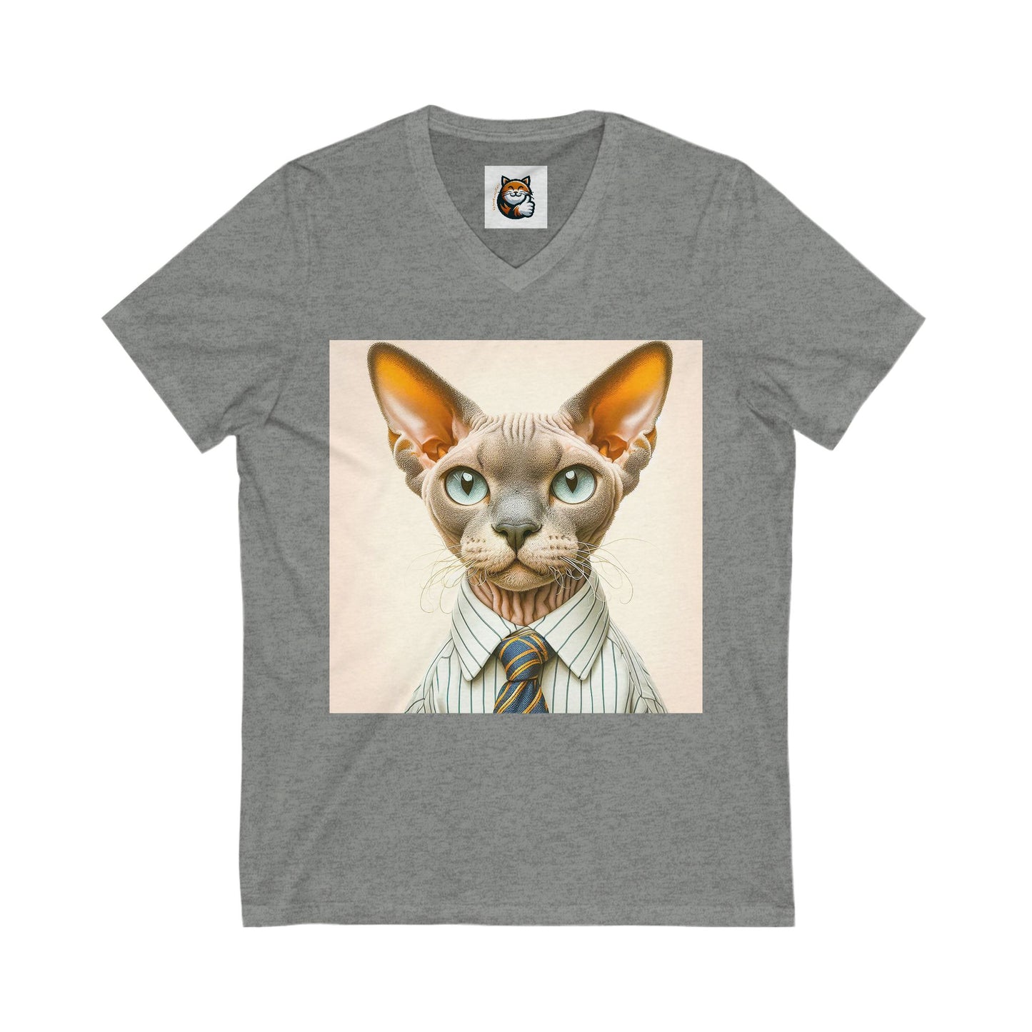 Devon Rex Cat Unisex Jersey Short Sleeve V-Neck Tee