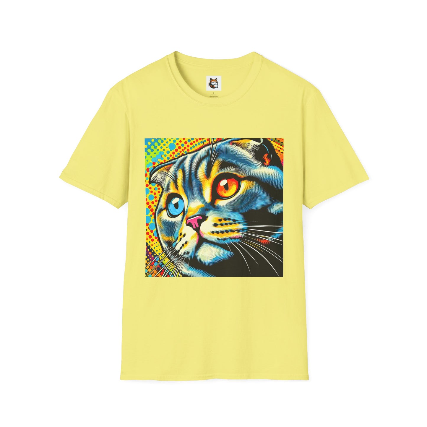 Scottish Fold Cat yellow comic book shirt