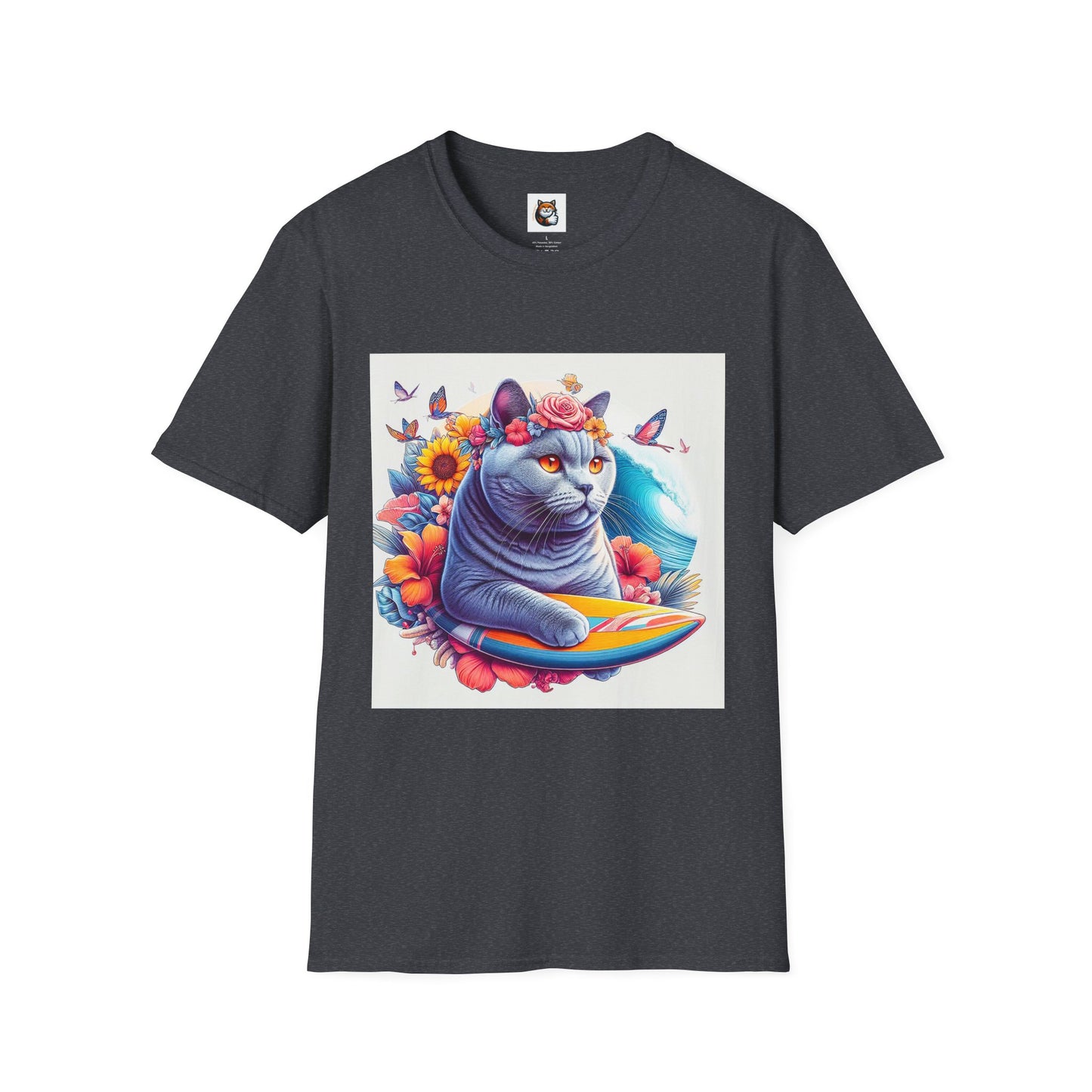 British Shorthair surf board Softstyle T-Shirt