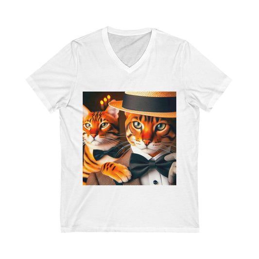 Bengal Unisex  cool cats Jersey Short Sleeve V-Neck Tee