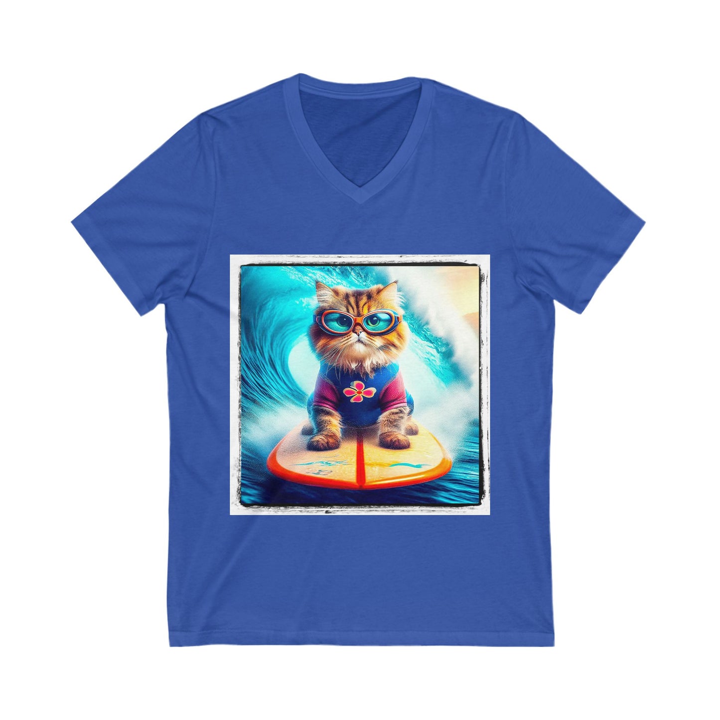 Persian Cat Unisex Jersey Short Sleeve V-Neck Tee