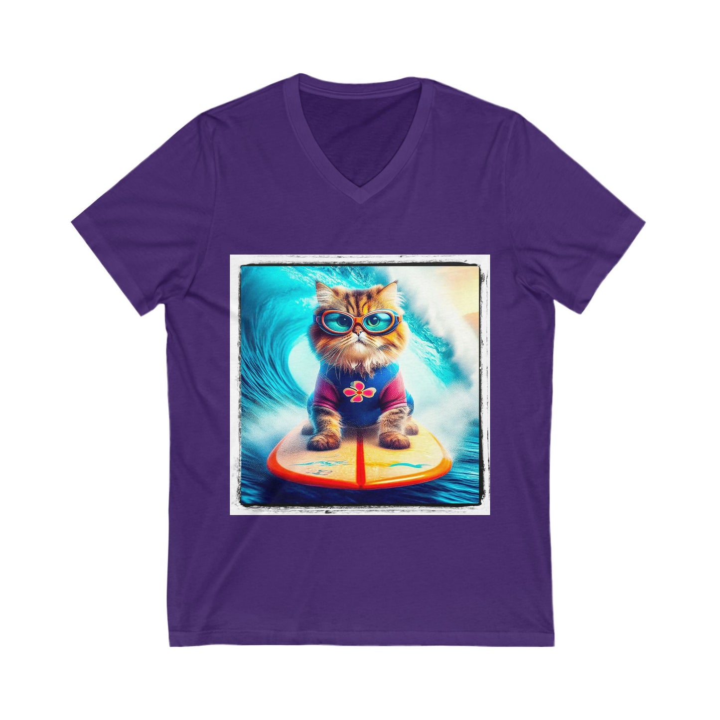 Persian Cat Unisex Jersey Short Sleeve V-Neck Tee