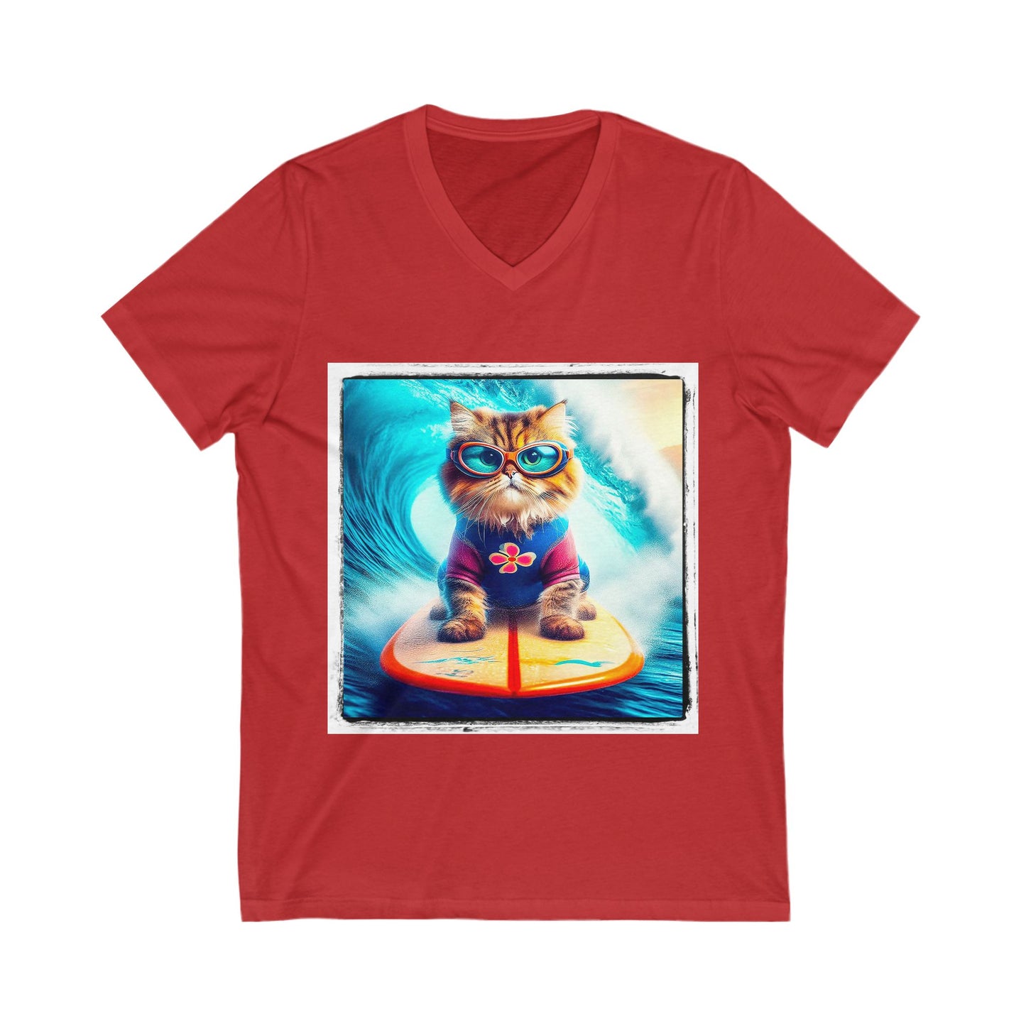 Persian Cat Unisex Jersey Short Sleeve V-Neck Tee