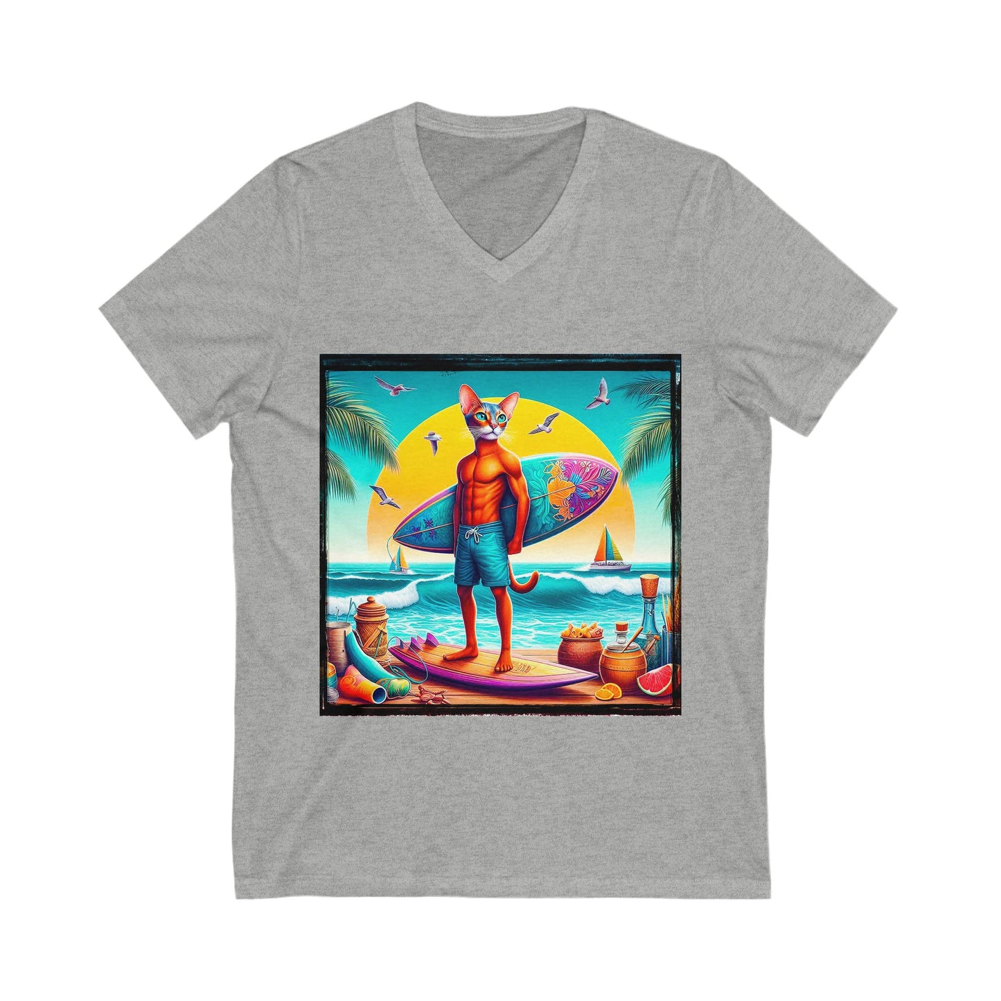 Abyssinian surfing Jersey Short Sleeve V-Neck Tee