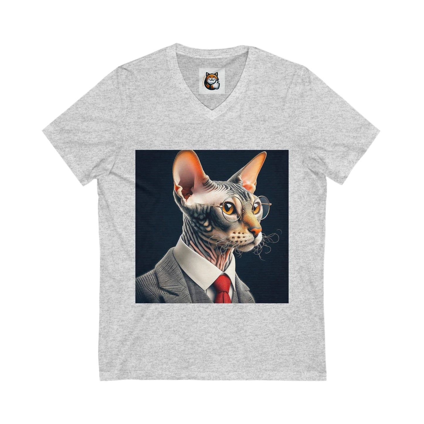 Cornish Rex Cat Unisex Jersey Short Sleeve V-Neck Tee by Printify