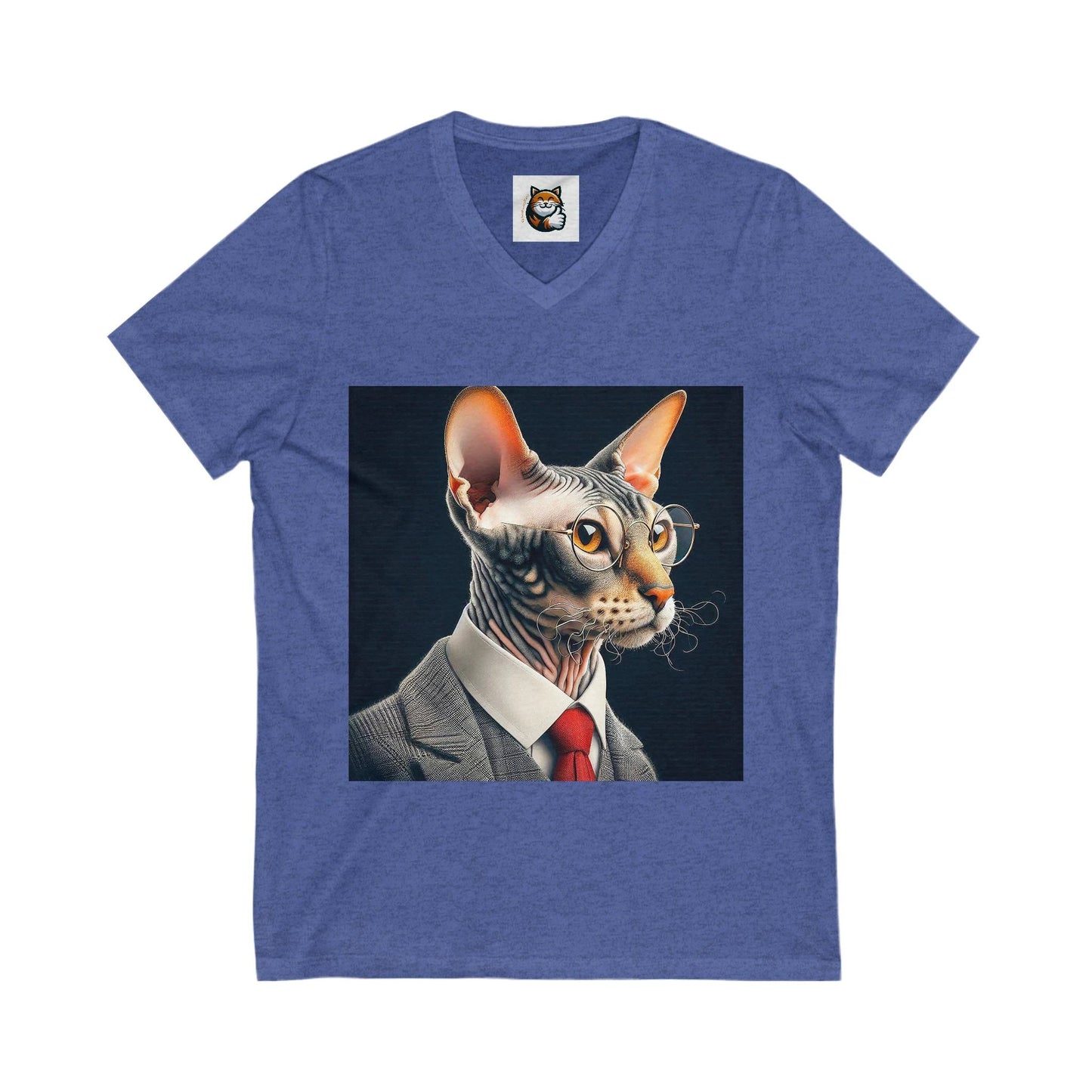 Cornish Rex Cat Unisex Jersey Short Sleeve V-Neck Tee by Printify