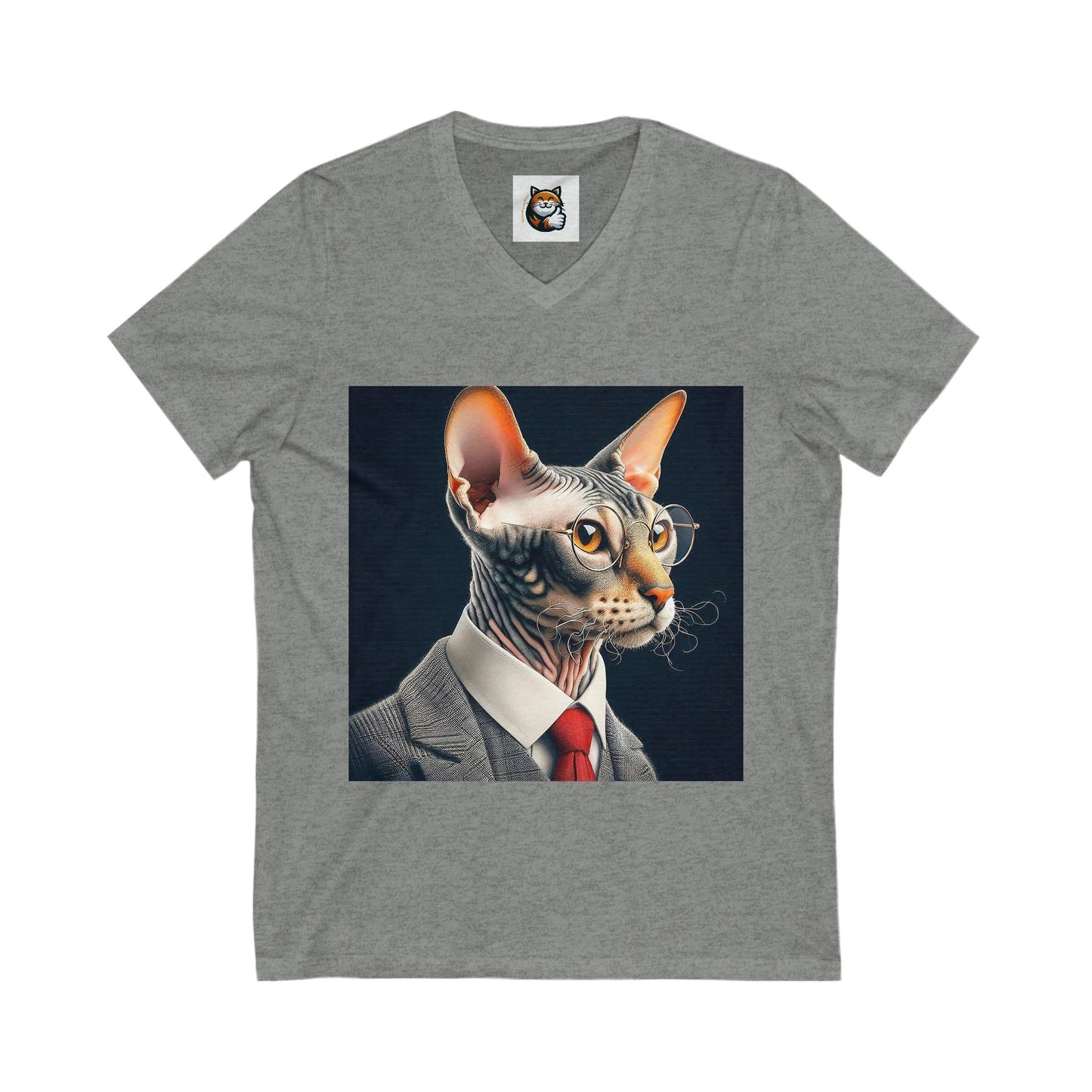 Cornish Rex Cat Unisex Jersey Short Sleeve V-Neck Tee by Printify