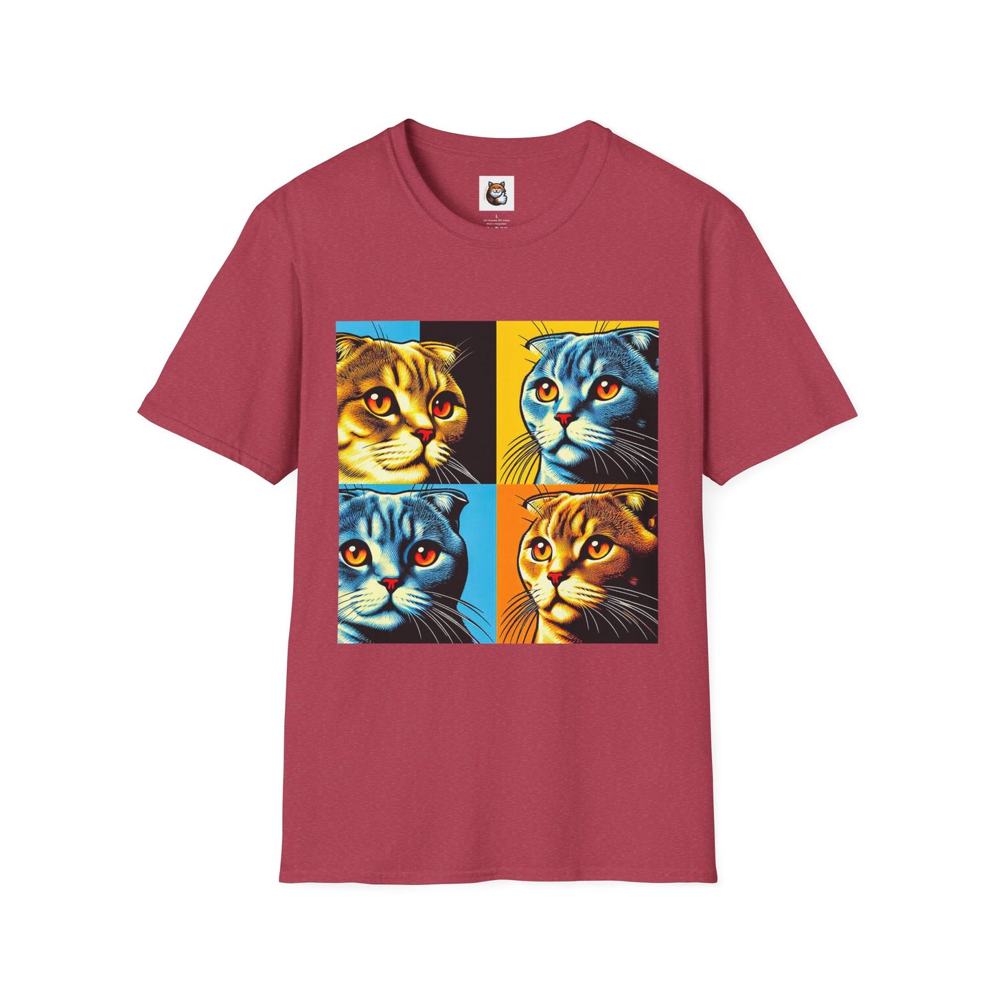 Scottish Fold Cat colorful squares  T-Shirt