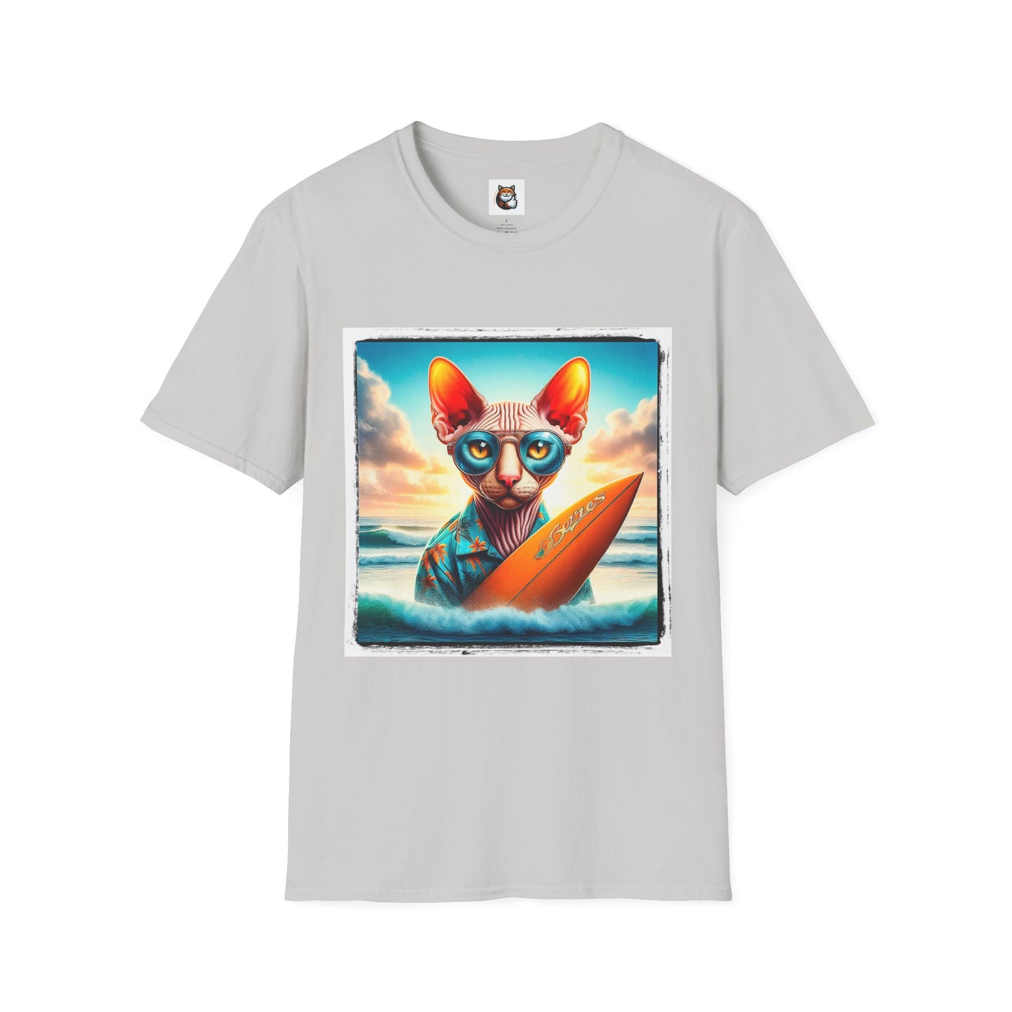 Cornish Rex Cat beach surfer  T-Shirt