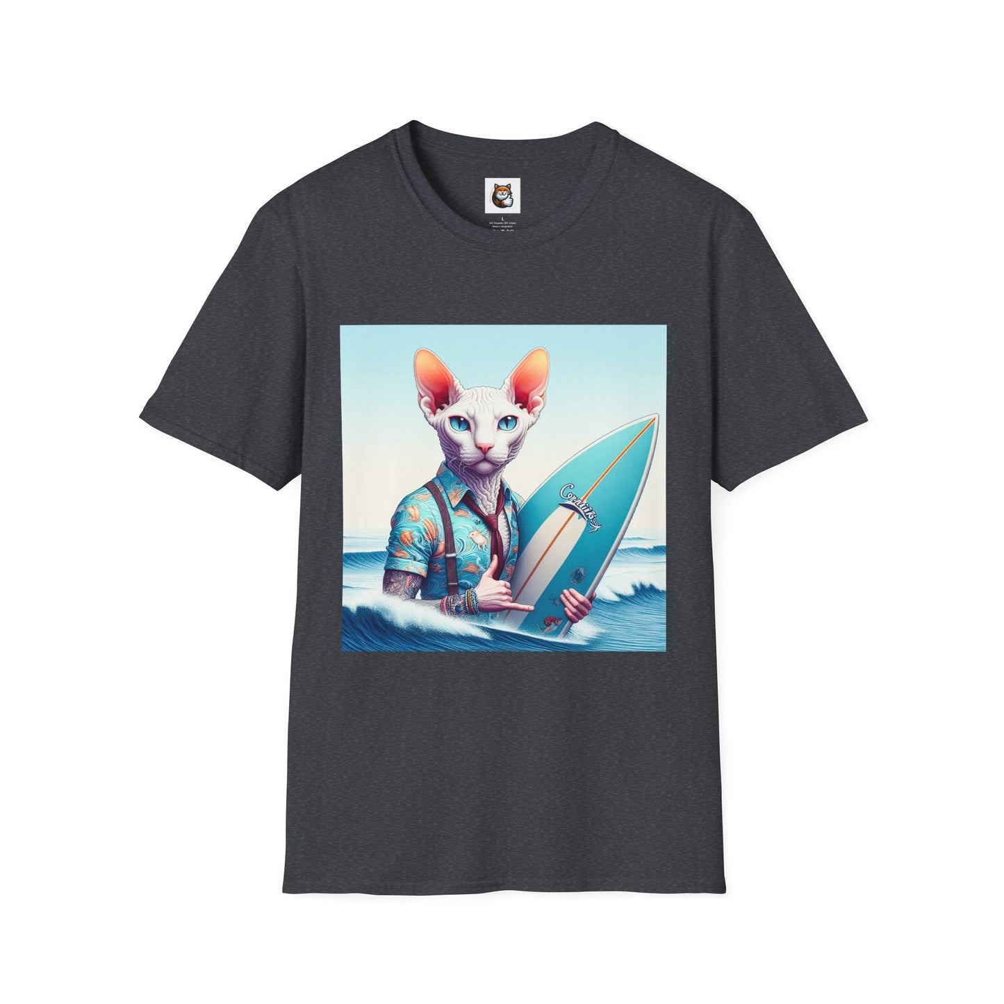 Cornish Rex Cat beach surfer T-Shirt