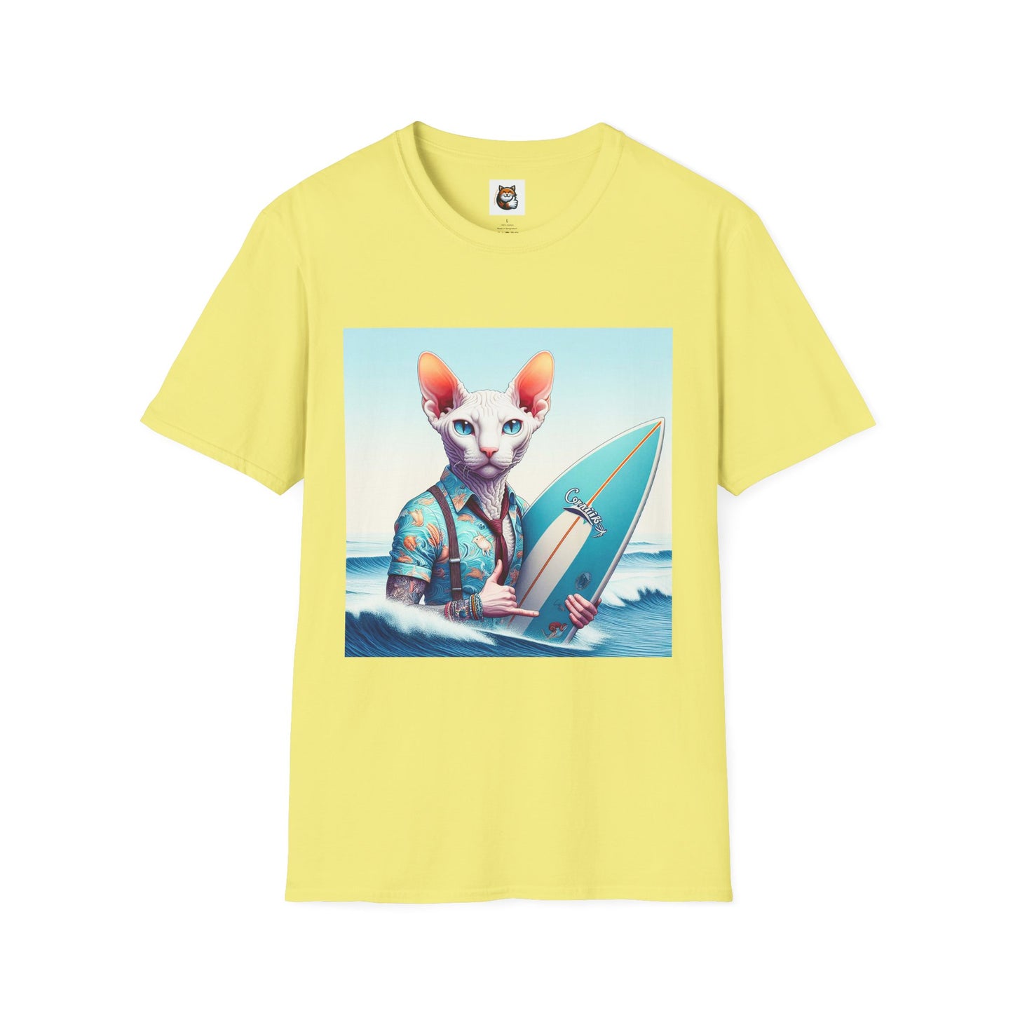 Cornish Rex Cat beach surfer T-Shirt