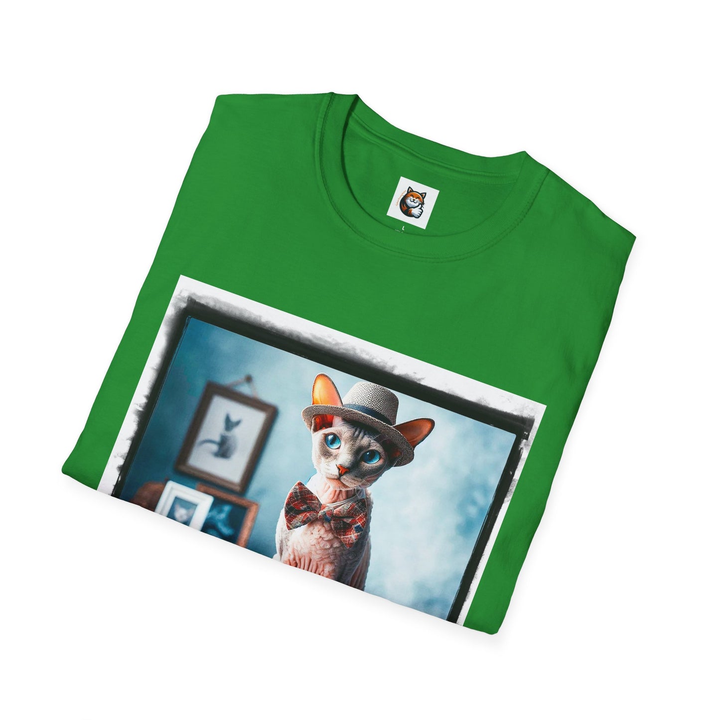 Cornish Rex Cat hat and bow tie Softstyle T-Shirt