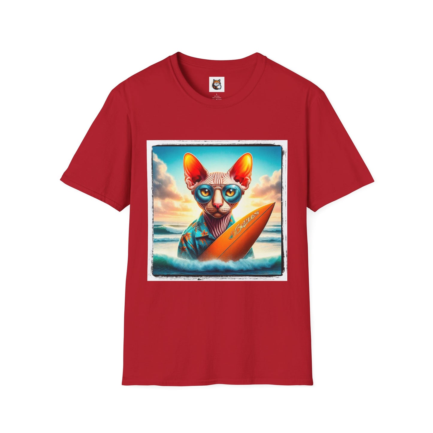 Cornish Rex Cat beach surfer  T-Shirt
