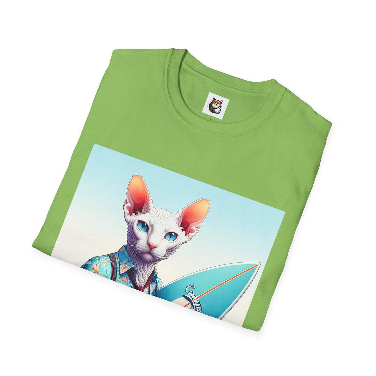 Cornish Rex Cat beach surfer T-Shirt
