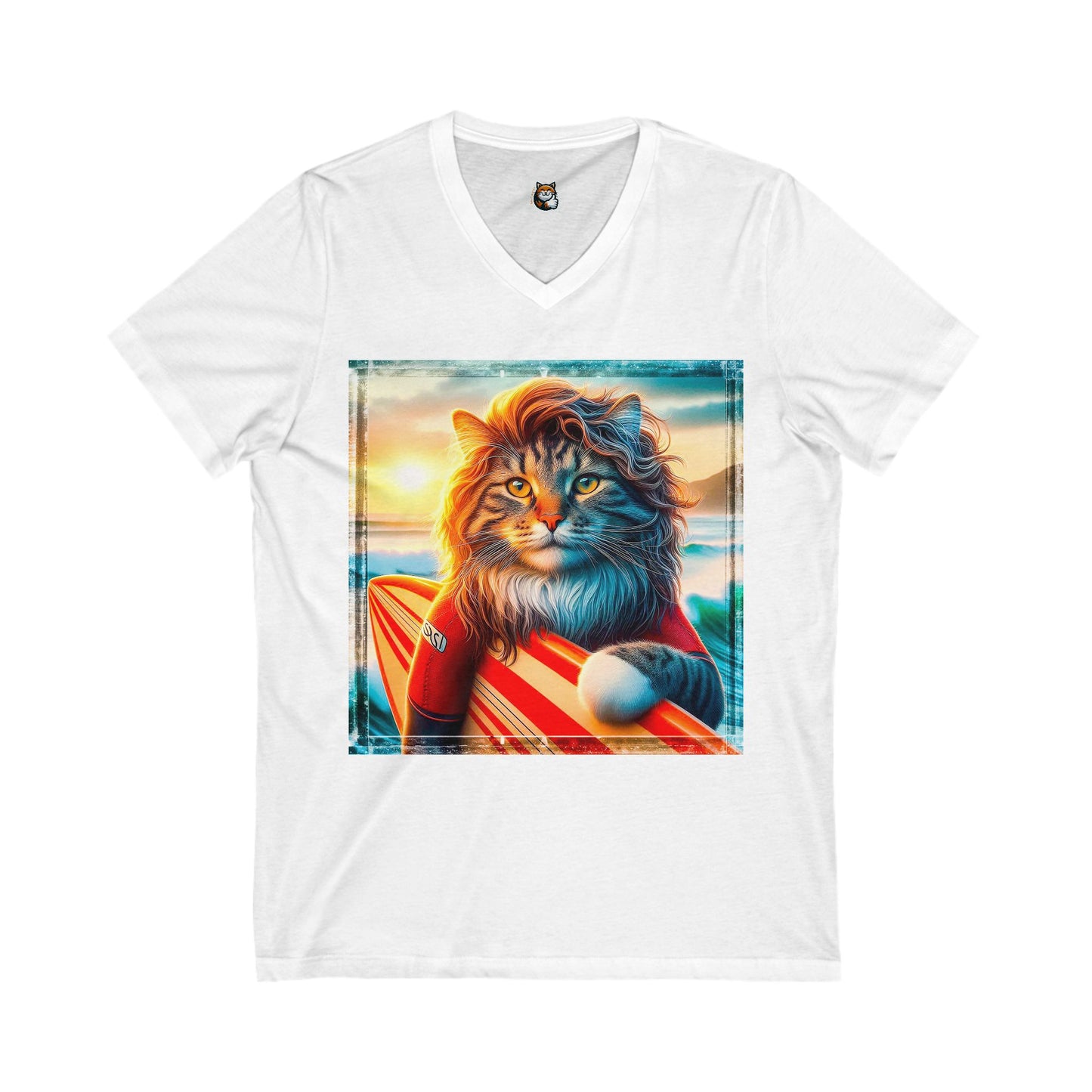Norwegian Forest Cat Unisex Jersey Short Sleeve V-Neck Tee