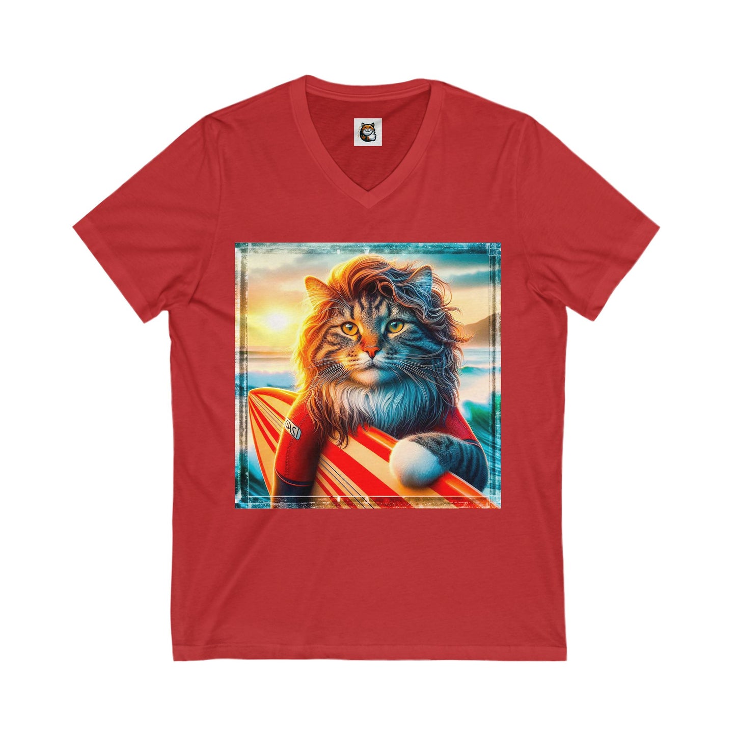 Norwegian Forest Cat Unisex Jersey Short Sleeve V-Neck Tee