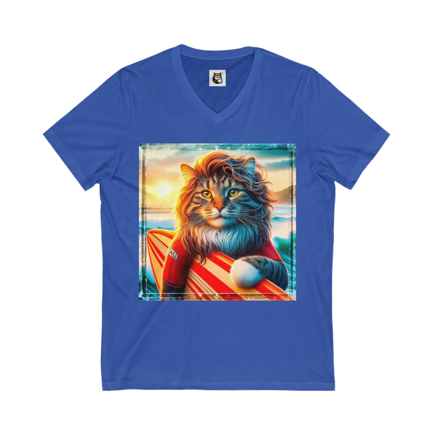 Norwegian Forest Cat Unisex Jersey Short Sleeve V-Neck Tee