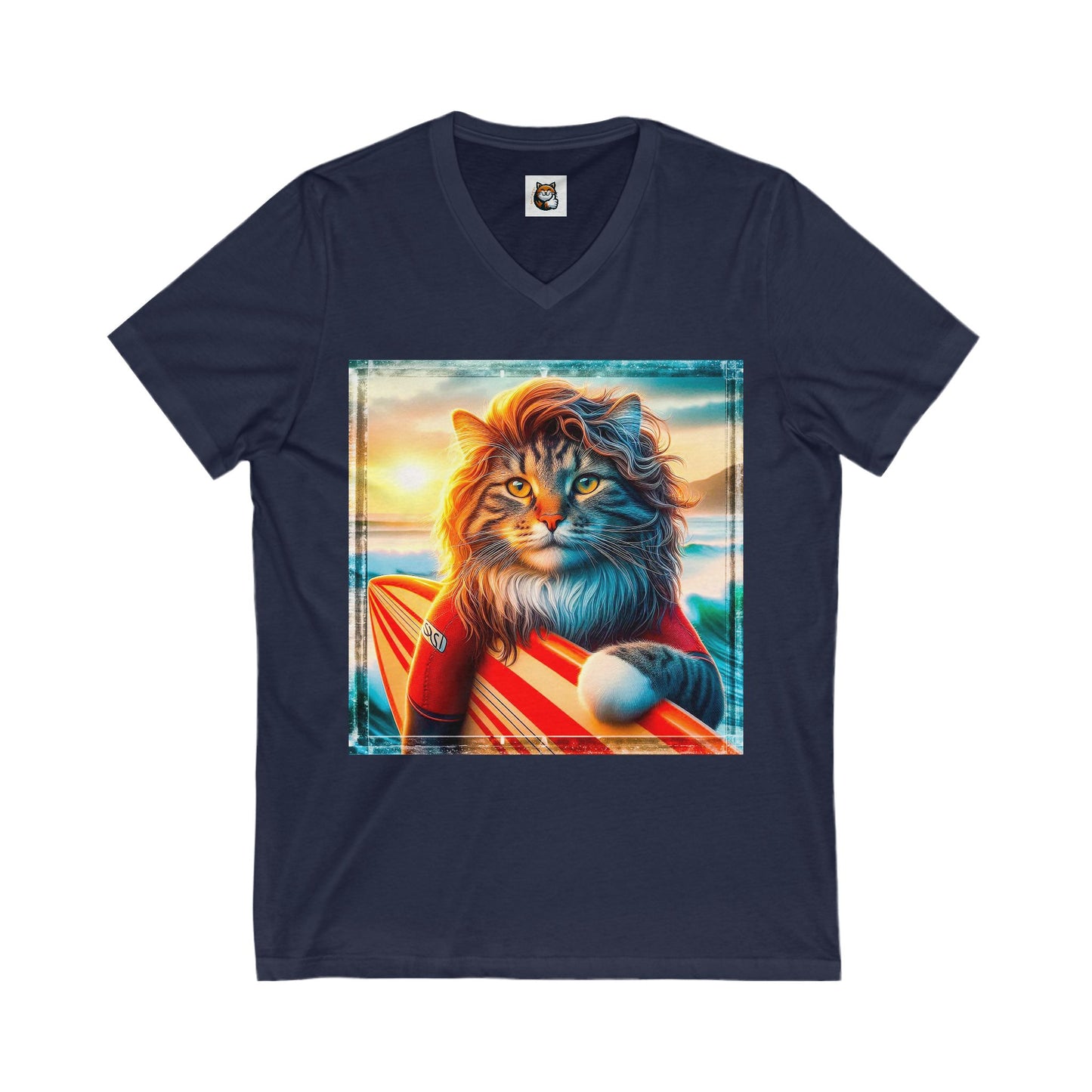 Norwegian Forest Cat Unisex Jersey Short Sleeve V-Neck Tee