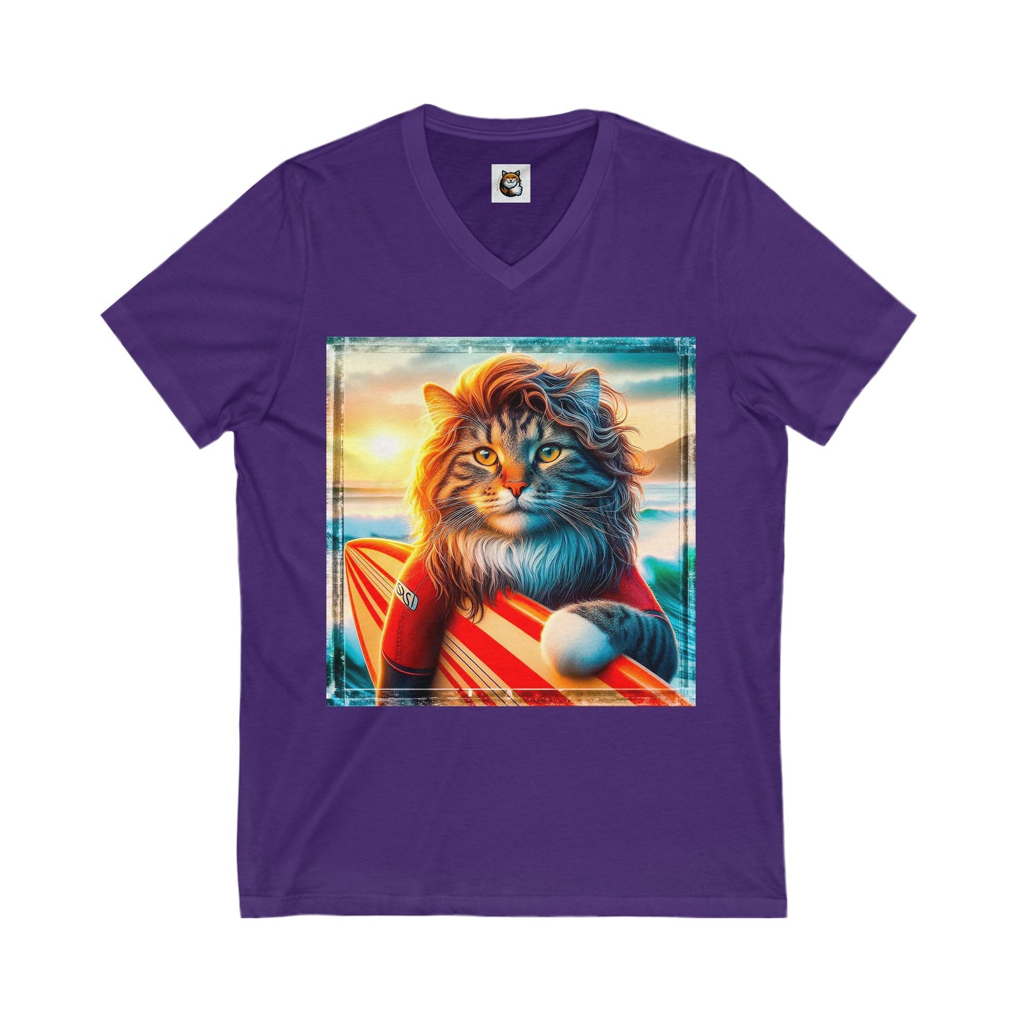 Norwegian Forest Cat Unisex Jersey Short Sleeve V-Neck Tee