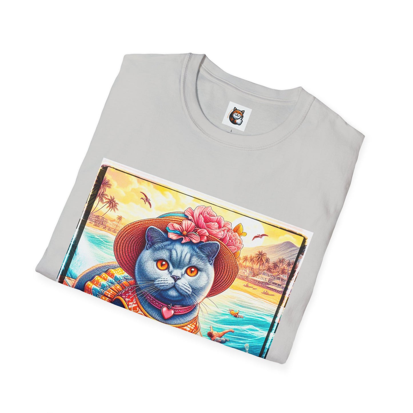 British Shorthair pretty surfer girl Softstyle T-Shirt
