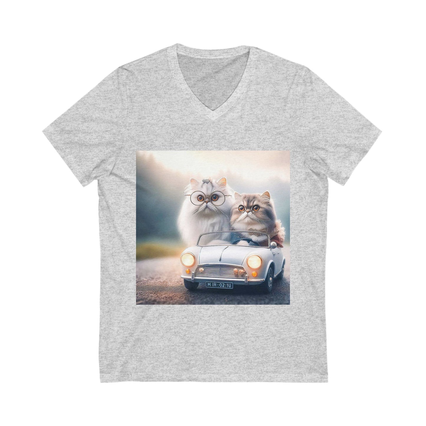 Wacky Persian Cat Unisex Jersey Short Sleeve V-Neck Tee