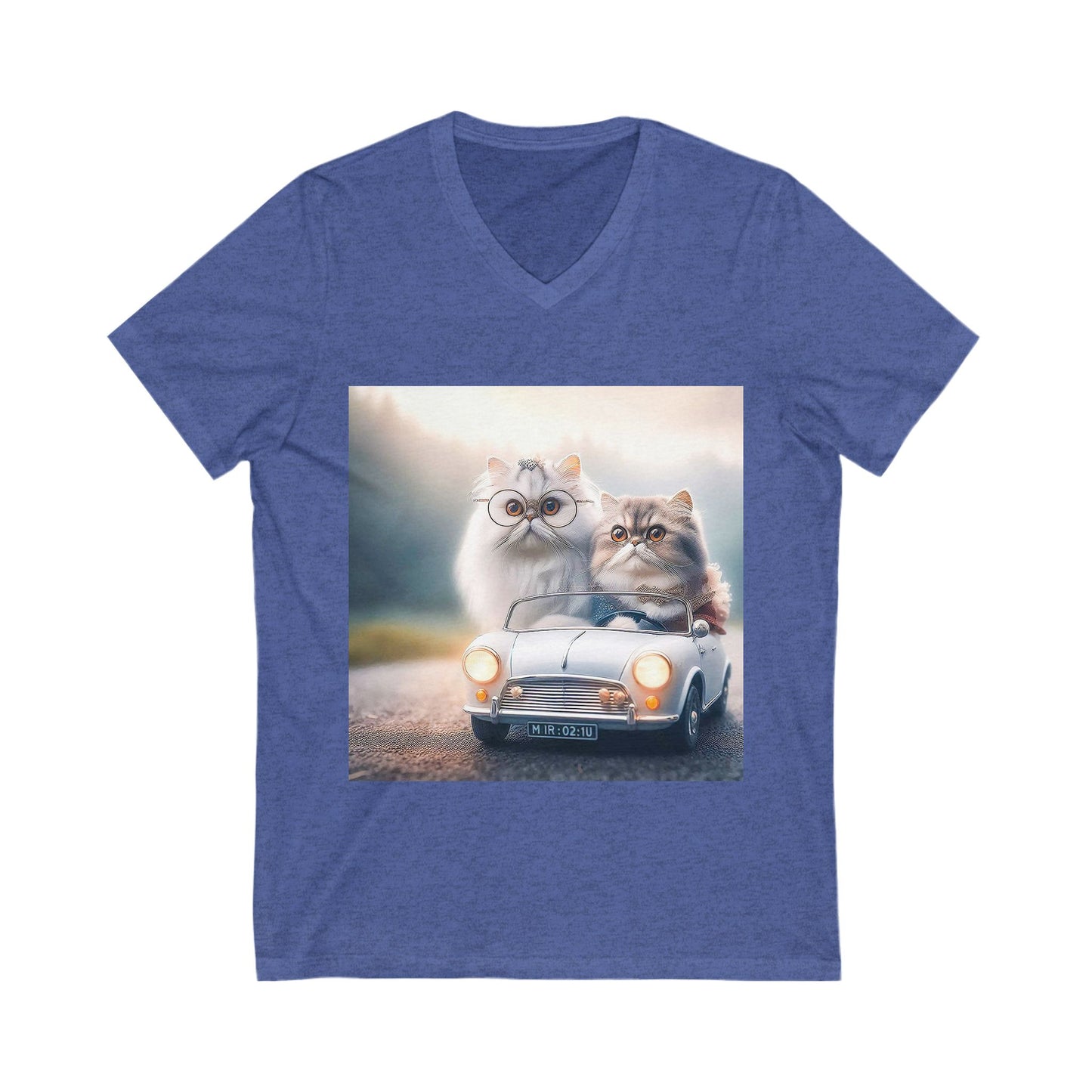 Wacky Persian Cat Unisex Jersey Short Sleeve V-Neck Tee