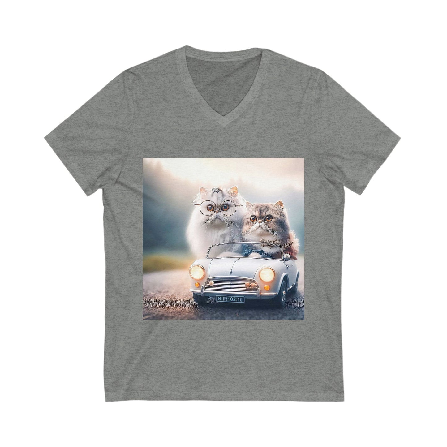 Wacky Persian Cat Unisex Jersey Short Sleeve V-Neck Tee