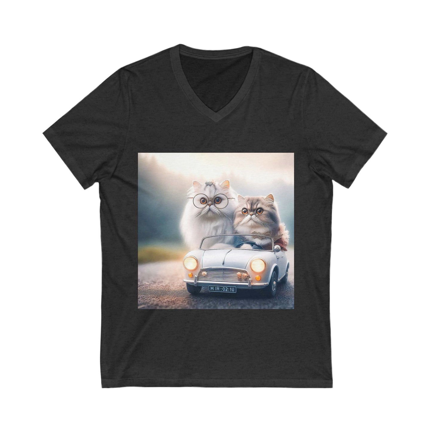 Wacky Persian Cat Unisex Jersey Short Sleeve V-Neck Tee