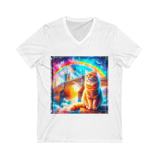 Domestic Cat Unisex Jersey Short Sleeve V-Neck Tee