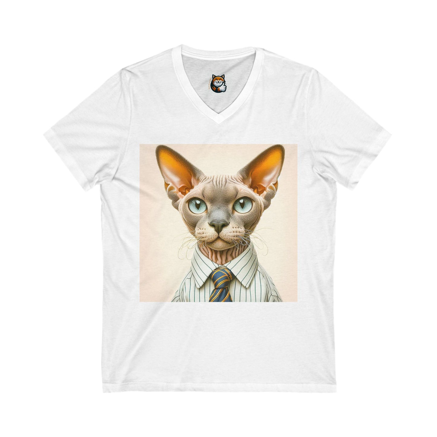 Devon Rex Cat Unisex Jersey Short Sleeve V-Neck Tee