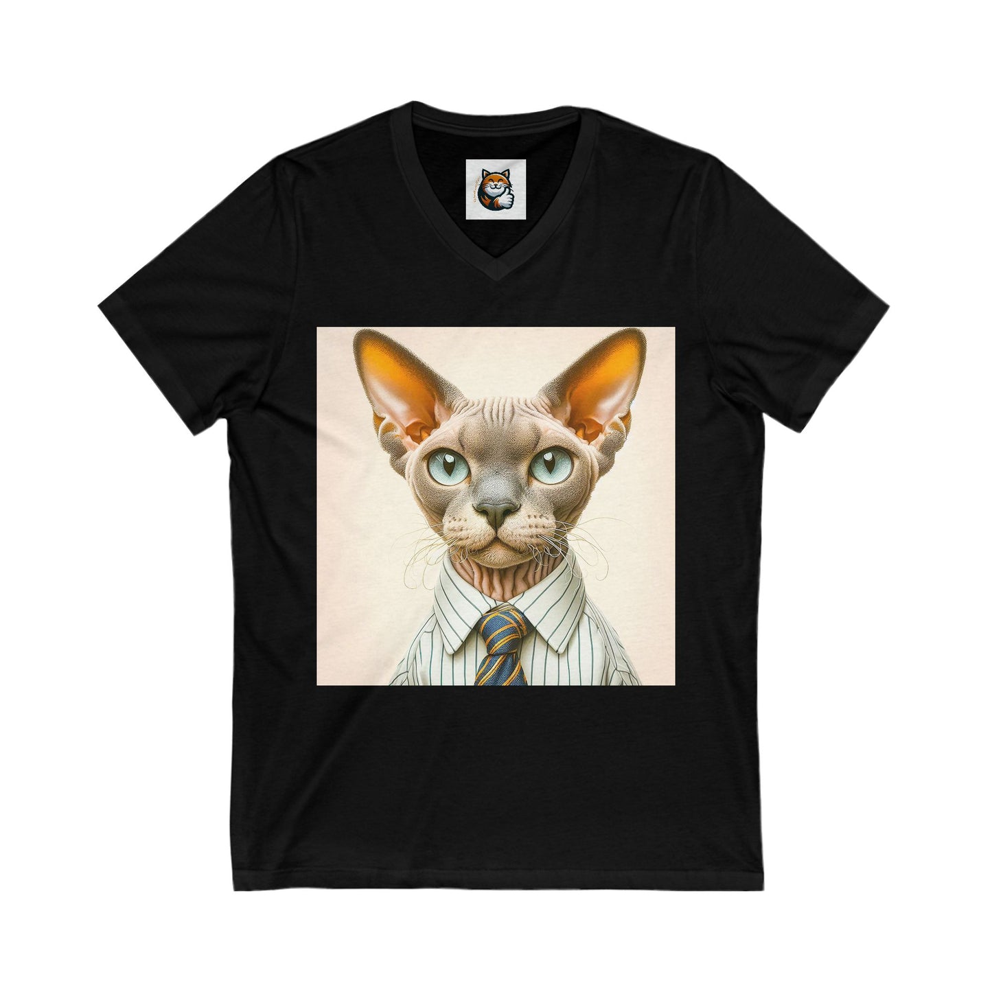 Devon Rex Cat Unisex Jersey Short Sleeve V-Neck Tee