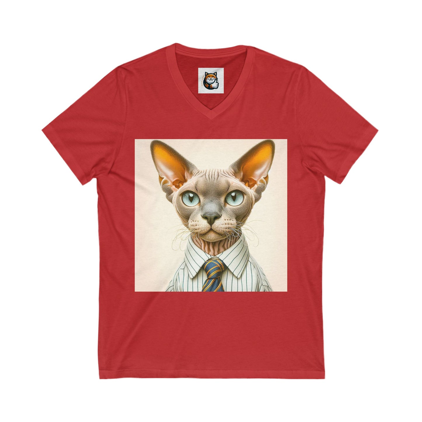 Devon Rex Cat Unisex Jersey Short Sleeve V-Neck Tee