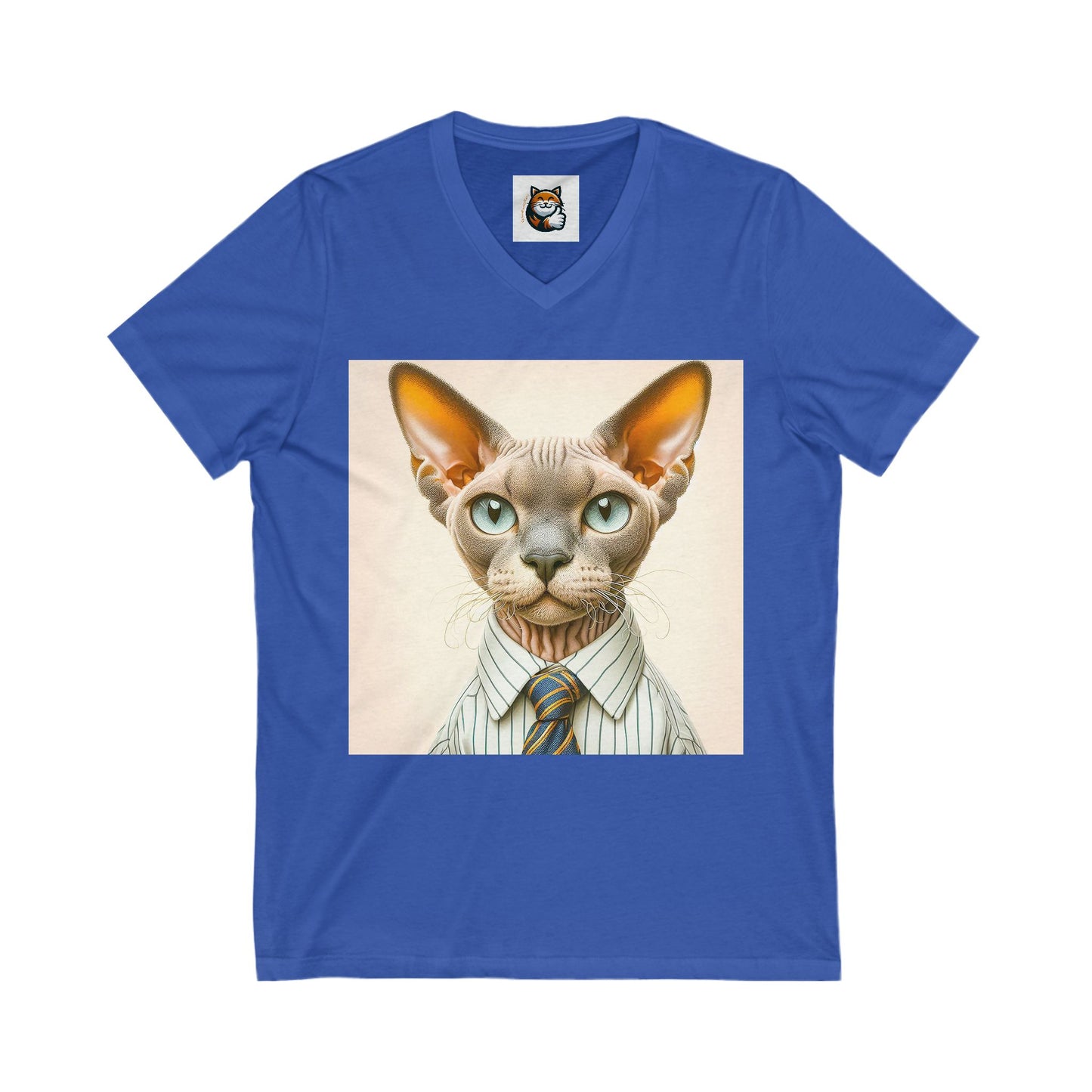 Devon Rex Cat Unisex Jersey Short Sleeve V-Neck Tee